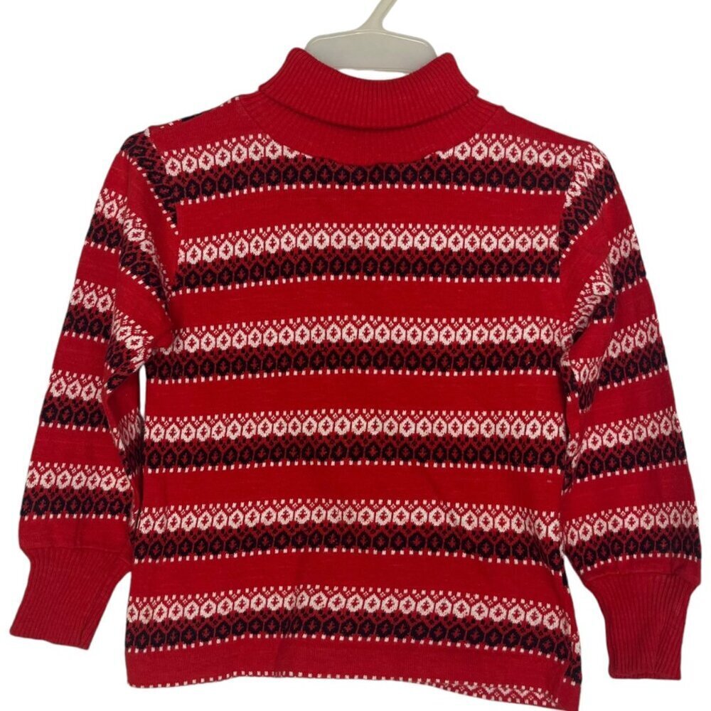 Vintage Botany Children's 4 Sweater Turtleneck Patterned Red Holiday Winter